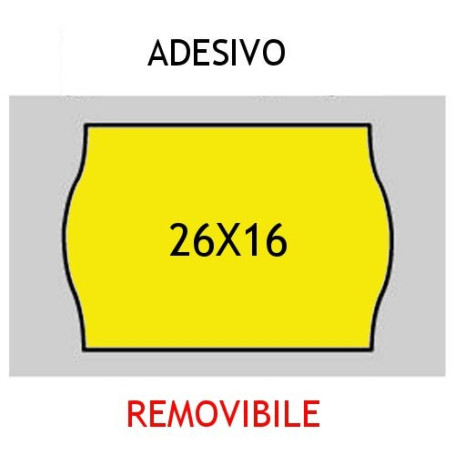 Etichette 26x16 FLUO' GIALLO adesivo REMOVIBILE per prezzatrice