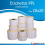 20x20 mm etichette adesive  PPL BIANCO da 2000 pz 