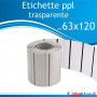 63x120 mm Rotolo etichette adesive PPL trasparente da 1000 pz