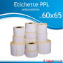 60x65 mm Rotolo etichette adesive PPL bianco lucido da 500 pz