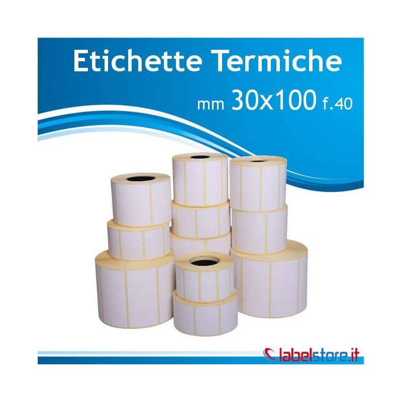 30x100 mm Rotolo etichette TERMICHE adesive bianche stampabili