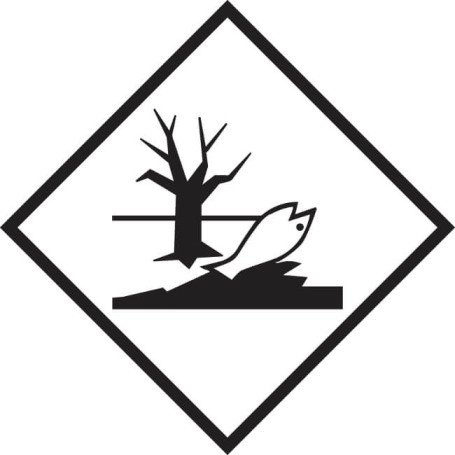 100x100 mm Etichette polipropilene BIANCO con logo pericoloso per l'ambiente
