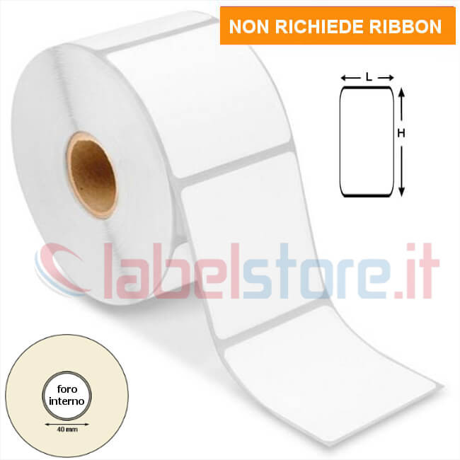 60x75 mm Rotolo etichette TERMICHE adesive bianche stampabili