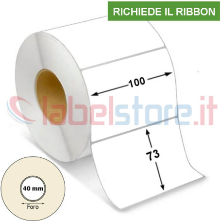 100x73 mm Rotolo etichette VELLUM bianco adesive stampabili a trasferimento termico
