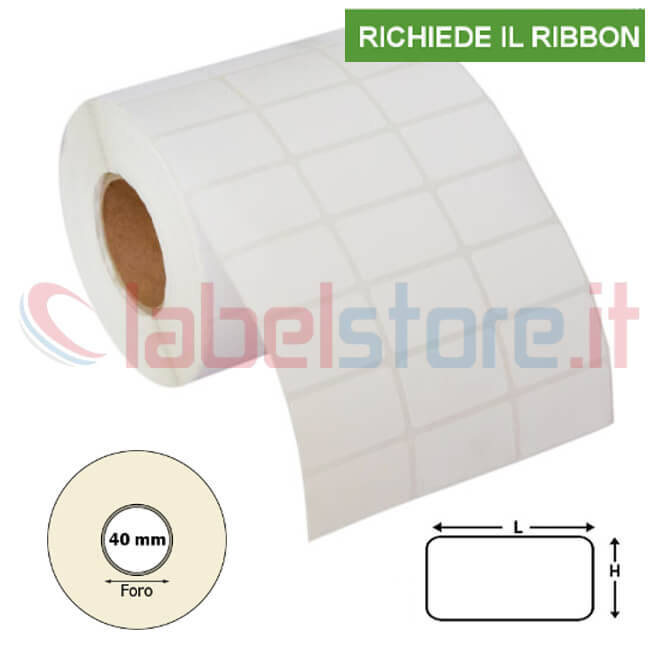 Etichette adesive mm 32x22 Vellum 3 piste in rotolo stampabile a trasferimento termico