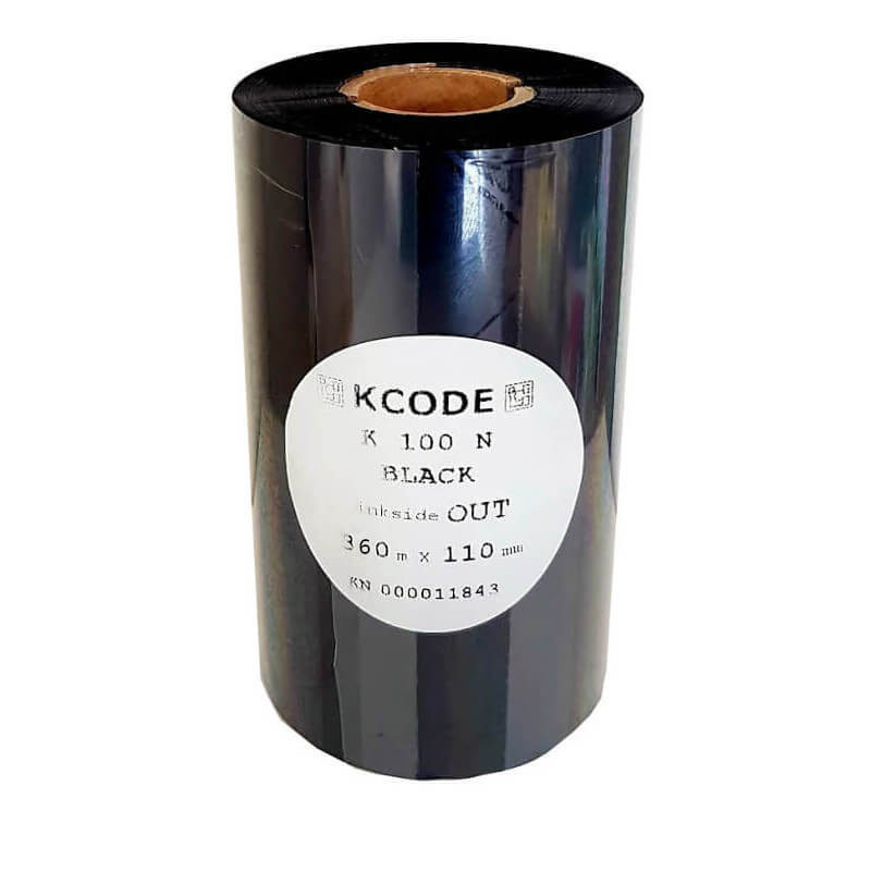 Ribbon 110x360 mt CERA nero Ink OUT per stampa trasferimento termico