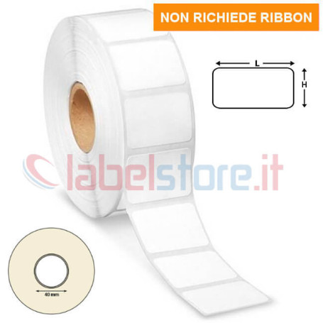 Etichette TERMICHE 23x15 mm adesive bianco in rotolo stampabili 3000 pz