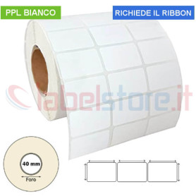 Etichette adesive mm 27x15 PPL BIANCO 3 piste in rotolo stampabile a trasferimento termico