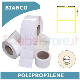 90x50 mm Rotolo etichette PPL polipropilene bianco stampabili a trasferimento termico