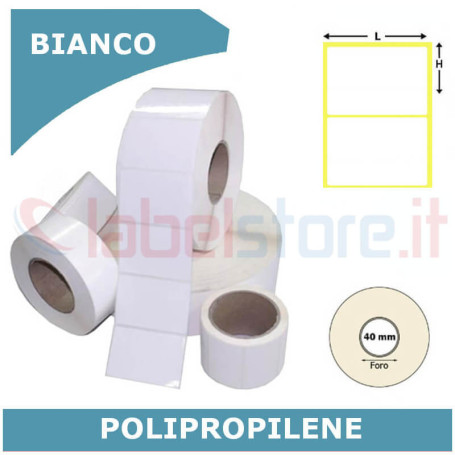 Etichette 100x100 mm polipropilene PPL BIANCO lucido stampabile a trasferimento termico