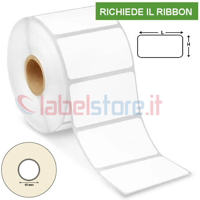 Etichette 70x40 mm VELLUM adesive in rotolo per stampante di etichette a trasferimento termico