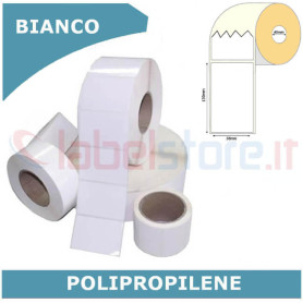 Etichette adesive 38x130 mm polipropilene PPL BIANCO in rotolo stampabili a trasferimento termico