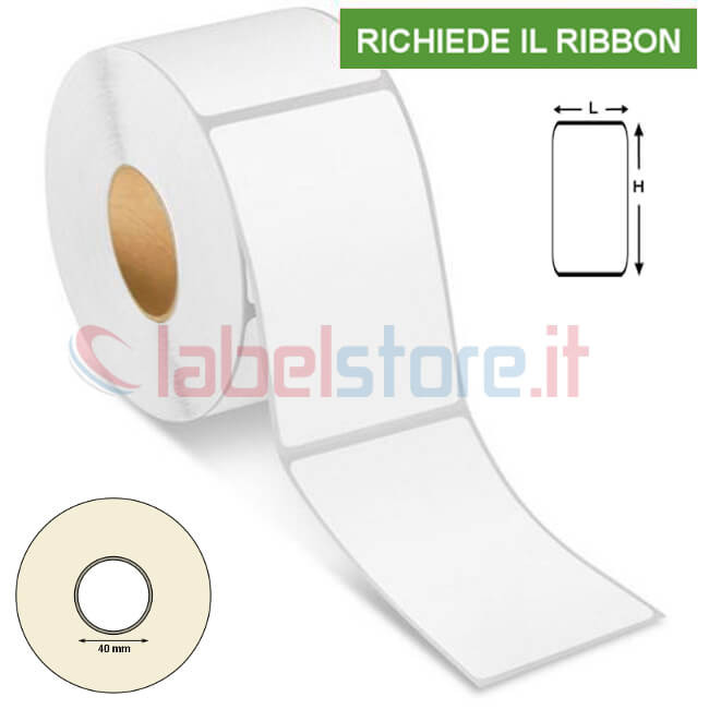 40x120 mm Etichetta VELLUM trasferimento termico adesive neutre in rotolo 500 pz