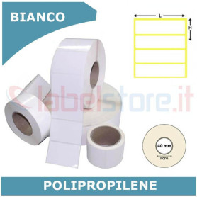 Etichette 100x15 mm PPL BIANCO LUCIDO adesivo REMOVIBILE in rotolo stampabile
