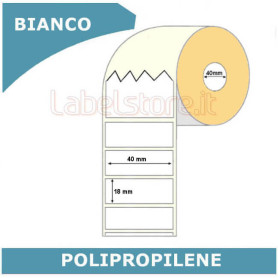 Etichette adesive 40x18 mm polipropilene PPL BIANCO in rotolo stampabili a trasferimento termico