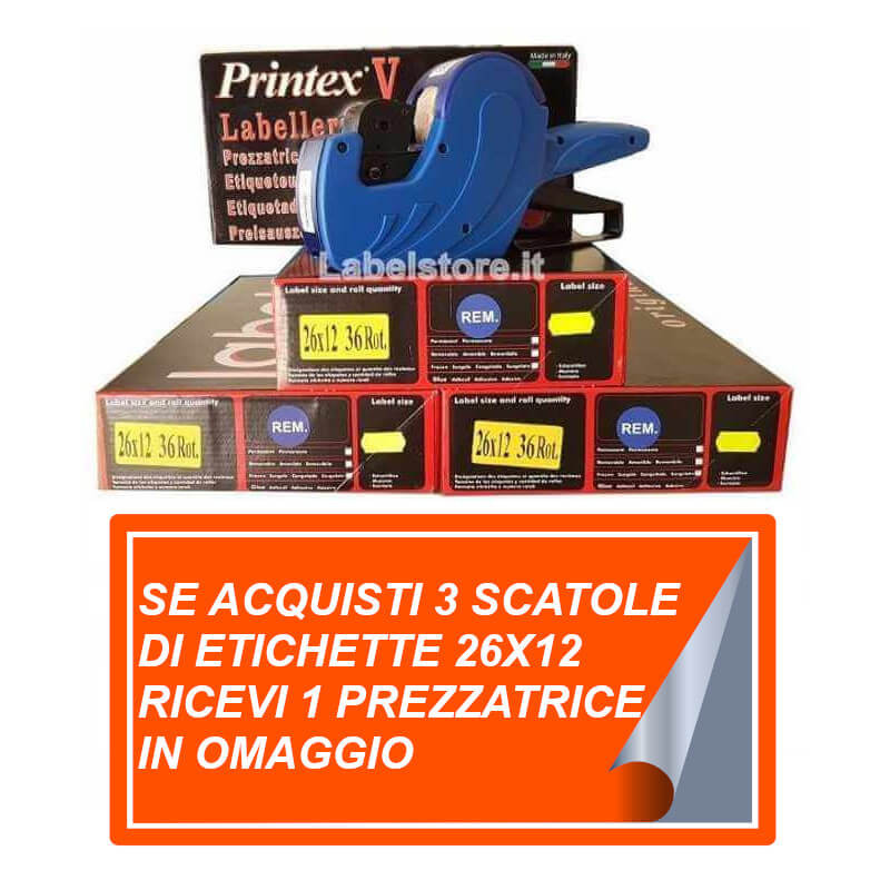 PROMO etichette PER PREZZATRICE 26x12 e prezzatrice omaggio