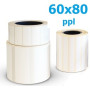 60x80 mm etichette adesive  PPL bianco da 800 pz - Conf. 10 rotoli