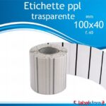 100x40 mm Etichette polipropilene PPL TRASPARENTE adesive stampabili in rotolo