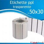 50x30 mm Etichette polipropilene PPL TRASPARENTE lucido stampabili con sconto quantità