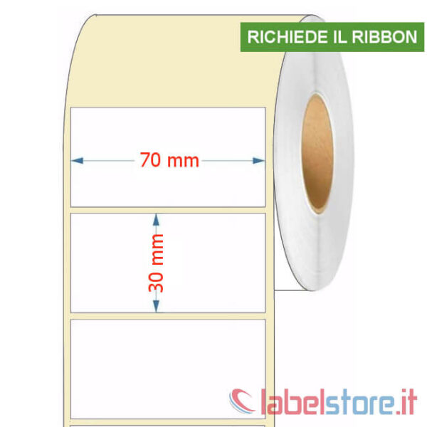 Etichette adesive 70x30 mm carta VELLUM bianco stampabili a trasferimento termico