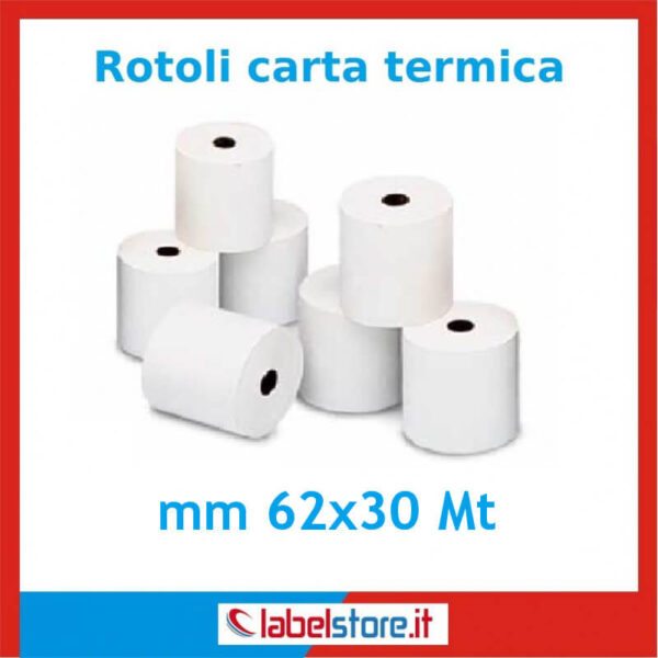 Rotoli scontrino mm 62x30 Mt carta termica per bilance 50 pz