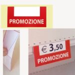 Supporto promozionale in pvc con stampa PROMOZIONE per scaffali e ripiani