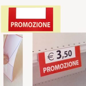 Supporto promozionale in pvc con stampa PROMOZIONE per scaffali e ripiani
