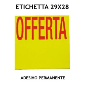 Etichetta per prezzatrice 29x28 GIALLO prestampa OFFERTA con adesivo permanente