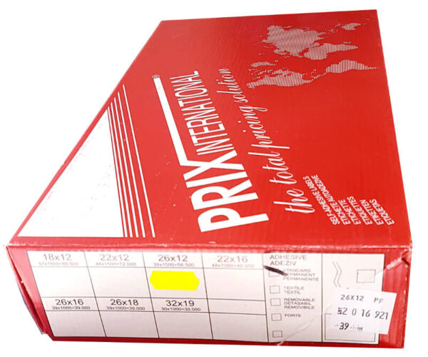 Etichette per Prezzatrici 26x12 Prix Fluorescente GIALLO adesivo Permanente