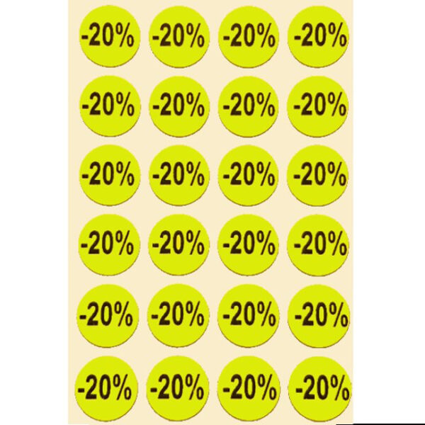 Etichette tonde diametro 15mm fluorescente giallo con stampa -20% 1000 pz