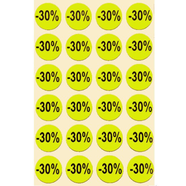 Etichette tonde diametro 15mm fluorescente giallo con stampa -30% 1000 pz