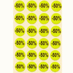 Etichette tonde diametro 15mm fluorescente giallo con stampa -50% 1000 pz