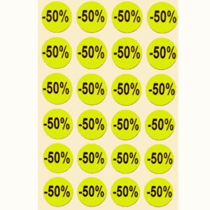 Etichette tonde diametro 15mm fluorescente giallo con stampa -50% 1000 pz