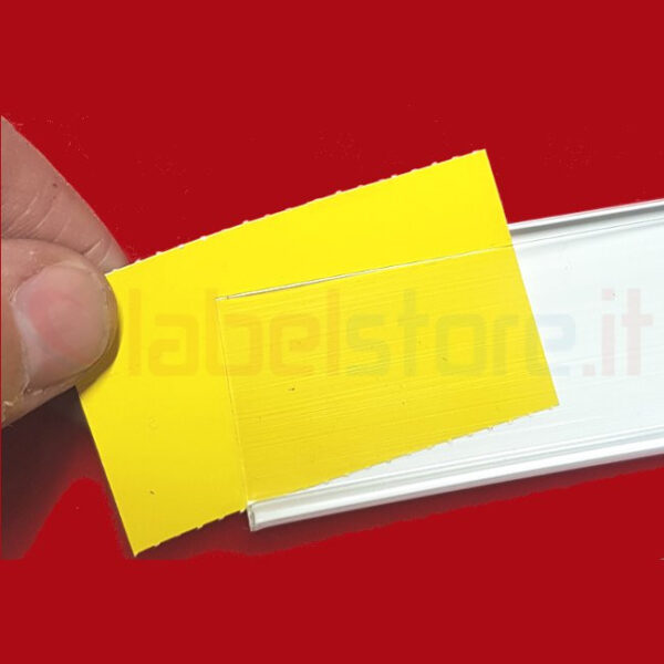 Profilo portaprezzo in PVC H 39 mm con biadesivo a retro per scaffali e ripiani