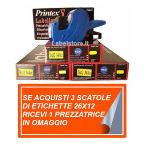 Offerta etichette per prezzatrice 26x12mm con prezzatrice in omaggio