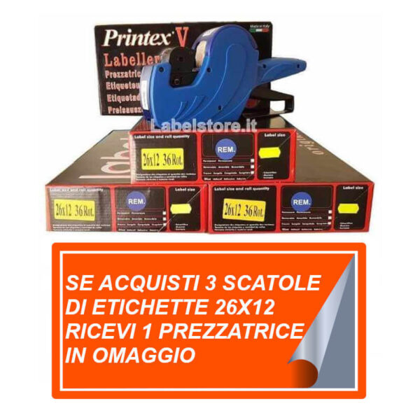 Offerta etichette per prezzatrice 26x12mm con prezzatrice in omaggio