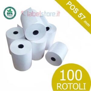 Rotolo mm 57x16 Mt carta termica per stampanti POS 100 pz
