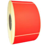 Etichette 60x80 mm ROSSO fluorescente in rotolo con adesivo permanente da 800 pz