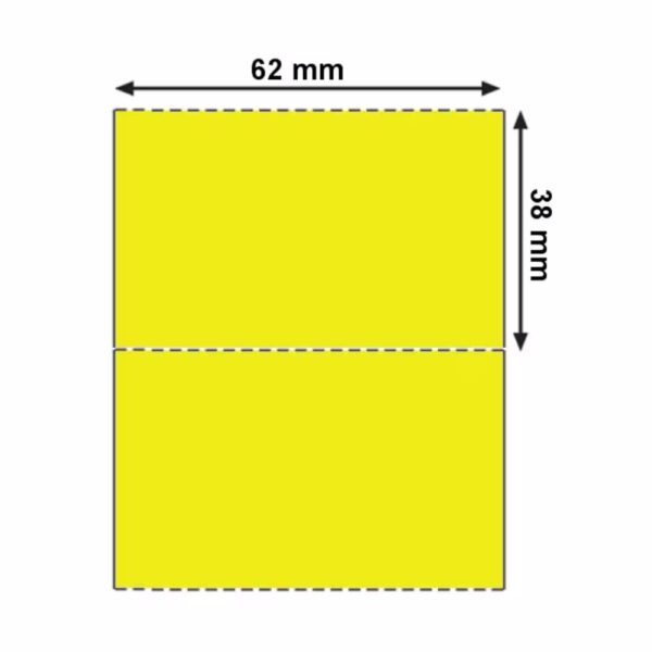 Etichetta 62x38 mm Cartoncino Termico diretto Giallo per frontalini e cartellini