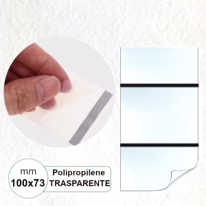 Etichetta 100x73 mm Polipropilene TRASPARENTE adesiva stampabili in bobina