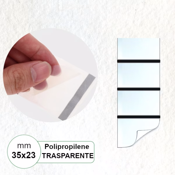 Etichette 35x23 mm Polipropilene TRASPARENTE in rotolo stampabili a trasferimento termico
