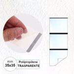 Etichette 35x35 mm Polipropilene TRASPARENTE in rotolo stampabili a trasferimento termico
