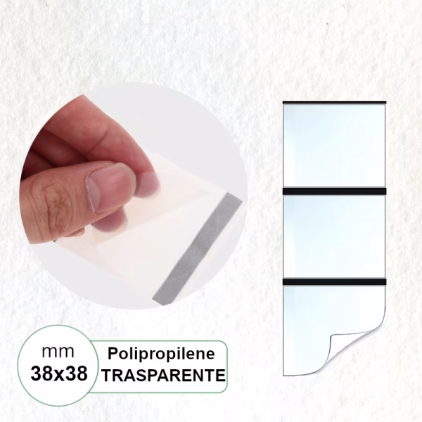 Etichetta 38x38 mm Polipropilene TRASPARENTE adesiva stampabili in bobina