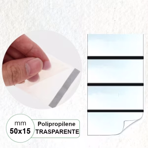Etichetta 50x15 mm Polipropilene Trasparente adesiva stampabili in rotolo