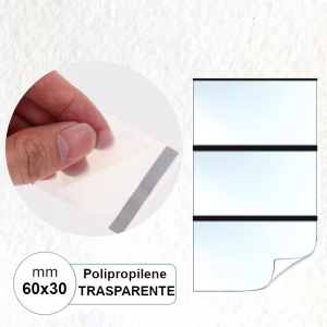 Etichette 60x30 mm Polipropilene TRASPARENTE in rotolo stampabili a trasferimento termico