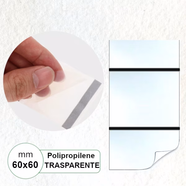 Etichetta 60x60 mm Polipropilene PPL TRASPARENTE in rotolo da stampare con ribbon