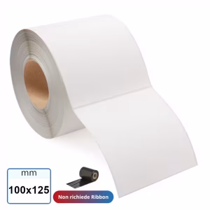 100x125 mm Rotolo etichette TERMICHE adesive bianco stampabile 500 pz
