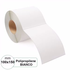 Etichetta 100×150 mm PPL (Polipropilene) Bianca adesive in rotolo stampabili da 400pz