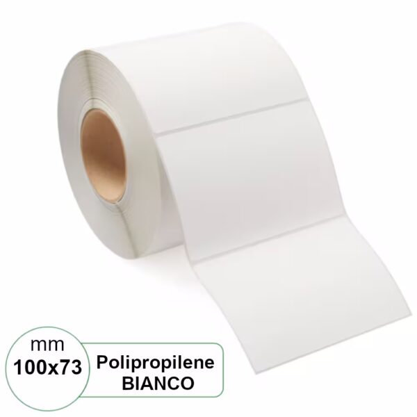 Etichetta 100×73 mm PPL (Polipropilene) Bianca adesive in rotolo stampabili da 500pz