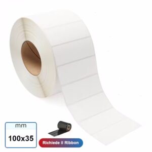 100x35 mm Rotolo etichette VELLUM adesive stampabili a trasferimento termico
